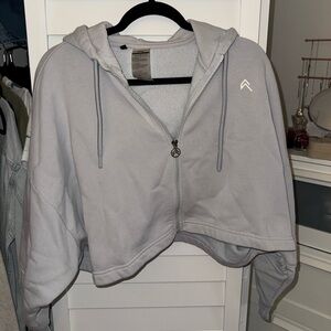 Oner active light gray classic crop zip hoodie